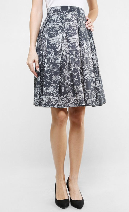 MONOCHROME FLUTTERS MIDI SKIRT